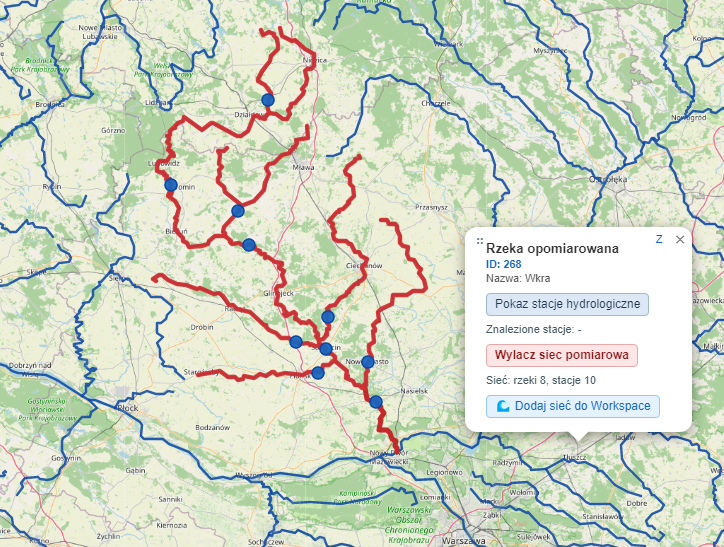 Sieć pomiarowa Wkry — dorzecze aktywne